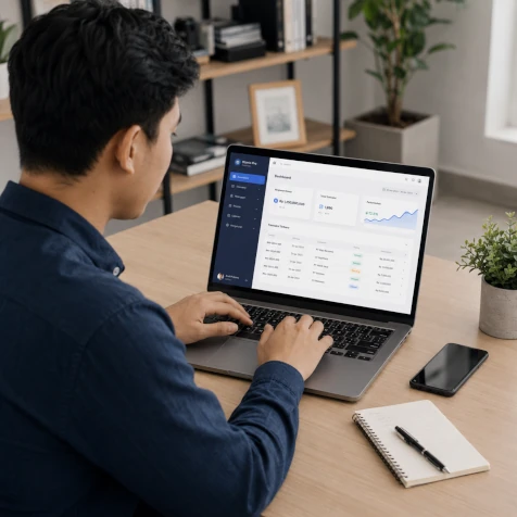 Tim Incubusholic Webdev meninjau website dan aplikasi dalam sesi kolaborasi