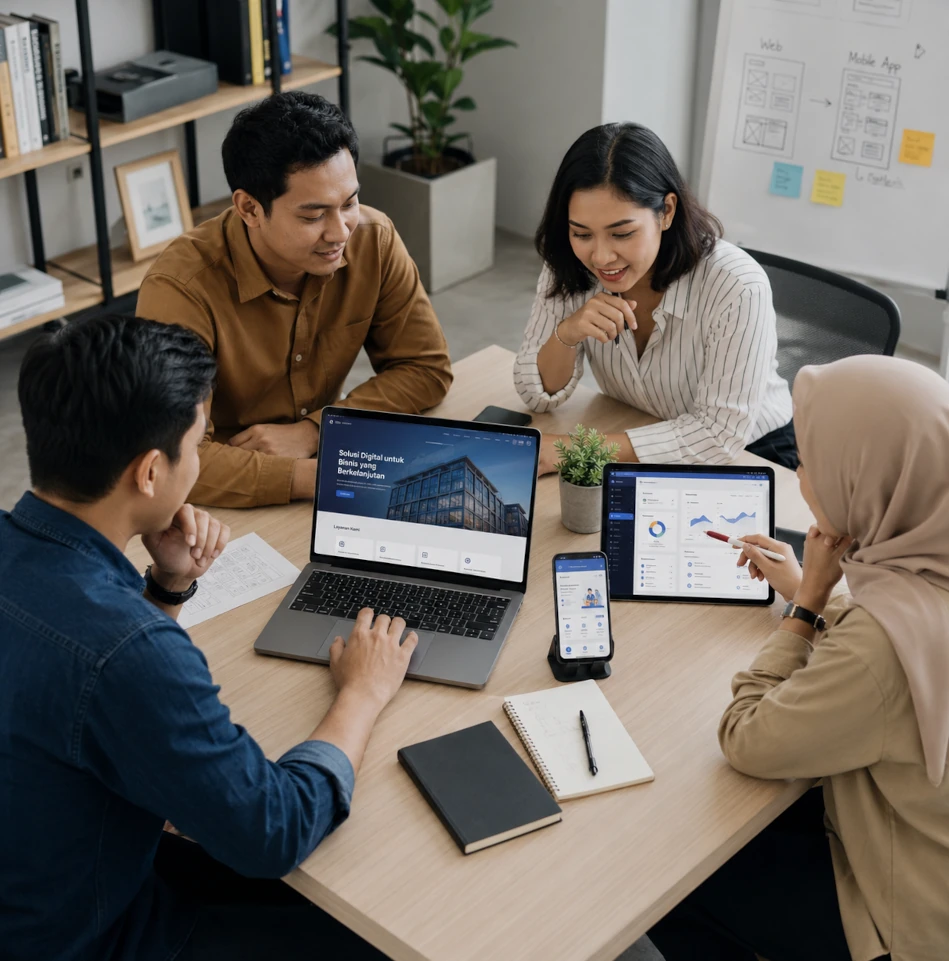 Tim Incubusholic Webdev berdiskusi merancang strategi digital untuk bisnis