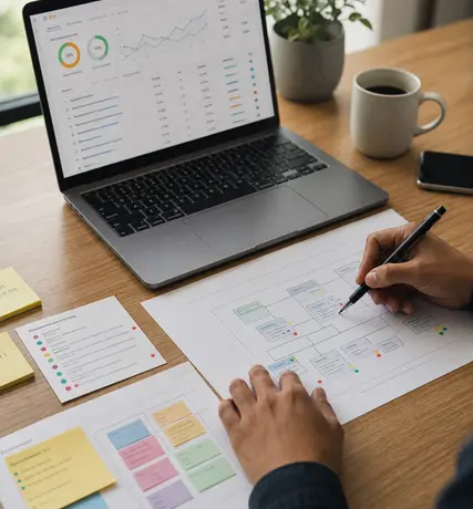 Spesialis SEO menganalisis data trafik organik dan peluang peningkatan peringkat