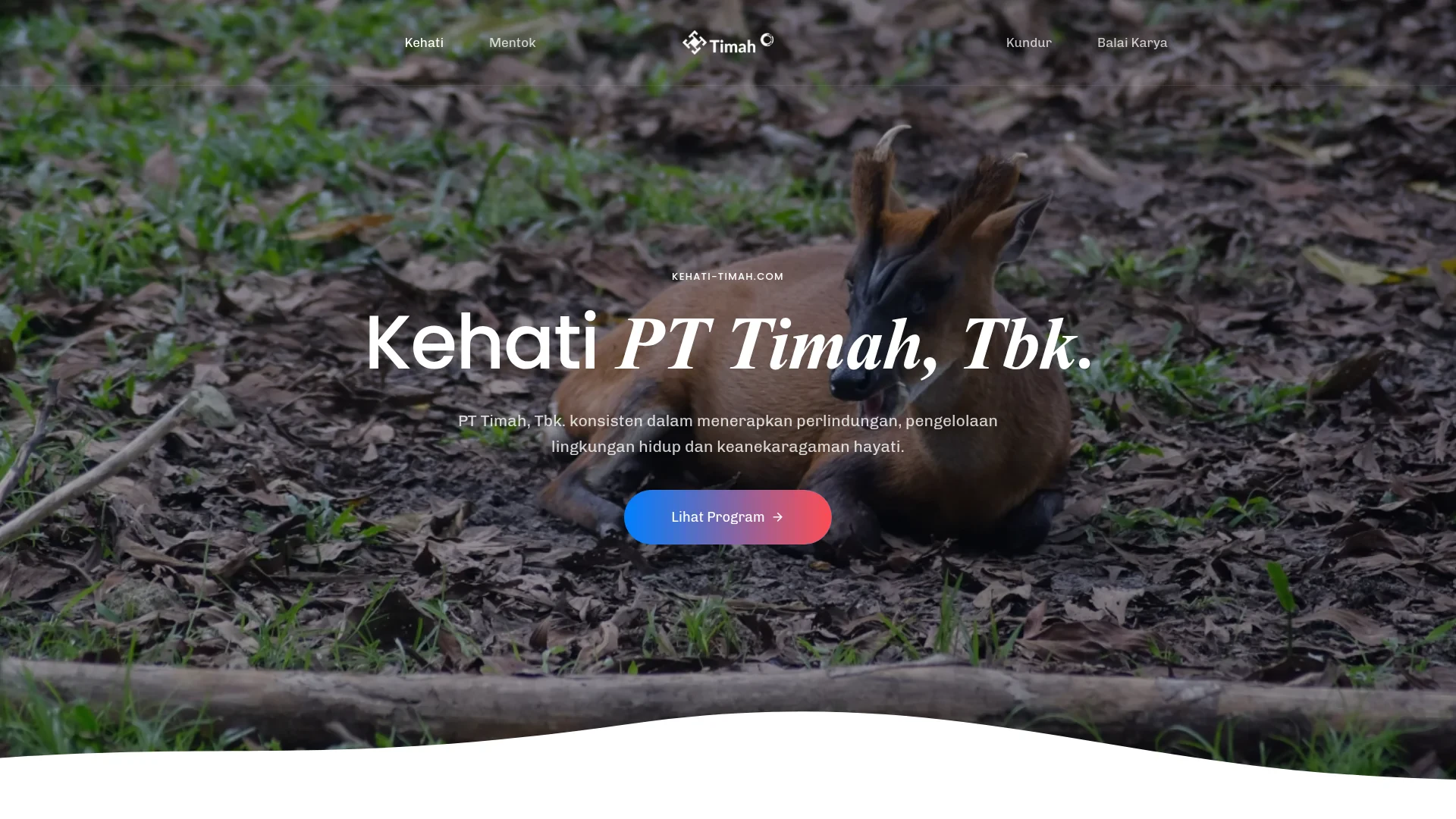 Screenshot halaman utama website Kehati PT Timah